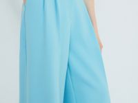 Брюки из поливискозы со складками, Голубой