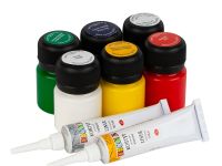 Набор акриловых красок по ткани "Decola" 5 цв 20 мл +2 контура по 18 мл+ разбавитель