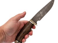 Походный нож Легионер, сталь дамаск, рукоять орех, художественное травление