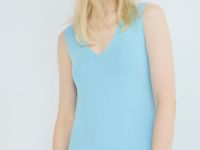 Вязаное платье в рубчик, Голубой