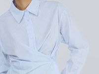 Асимметричная рубашка из хлопка, Голубой