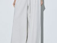 Широкие льняные брюки, Бежевый