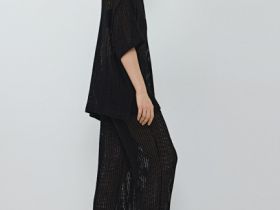 Широкие брюки из структурной ткани, Черный