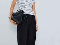 Широкие джинсы с необработанным краем, Черный