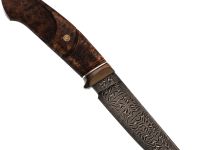 Авторский нож Лёд, сталь мозаичный дамаск, подарочная шкатулка