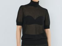 Полупрозрачный джемпер с коротким рукавом, Черный