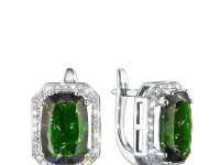 Серьги из белого золота с хромдиопсидами э4754сг12200401