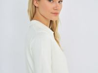 Джемпер с воротником-поло, Белый