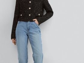 Прямые джинсы с высокой посадкой, Голубой