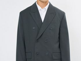 Двубортный пиджак в полоску O'STIN x Яндекс Книги, Серый