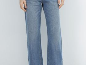 Широкие джинсы с высокой посадкой, Голубой