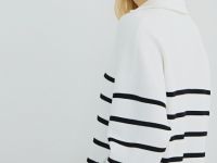 Джемпер с воротником-стойкой на молнии, Белый