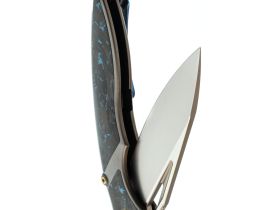 Складной нож Rike RK1902, сталь M390, рукоять титан/карбон, синий, премиальный флиппер