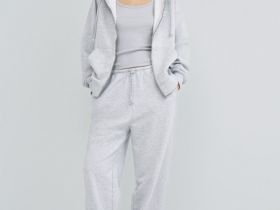 Толстовка на молнии с вышивкой, Серый