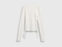 Джемпер в рубчик с завязками для девочек, Белый