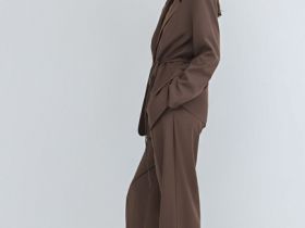 Широкие брюки со складками, Коричневый