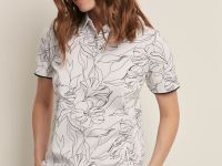 Поло приталенного силуэта с цветочным принтом