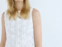 Топ-сетка с цветочным декором, Белый