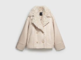 Дублёнка из искусственной замши и меха, Бежевый
