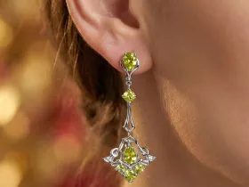 Серьги из серебра с топазами, хризолитами э0611сг01260374