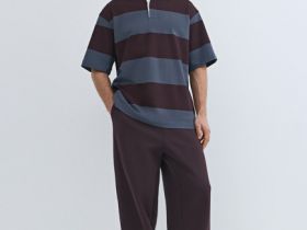 Поло в полоску из хлопка, Фиолетовый