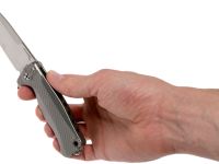 Нож складной LionSteel SR22 G (GREY) Mini, сталь Uddeholm Sleipner® Satin, рукоять титан по технологии Solid®, серый