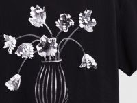 Футболка с цветочным декором из пайеток, Черный