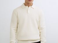 Текстурное вязаное поло, Белый