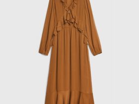 Платье с воланами и завязками, Оранжевый