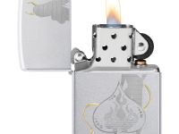 Зажигалка ZIPPO Devilish Ace с покрытием Satin Chrome, латунь/сталь, серебристая, 38x13x57 мм
