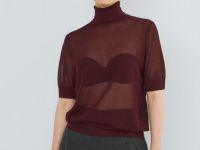 Полупрозрачный джемпер с коротким рукавом, Фиолетовый