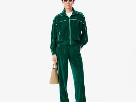 Женская велюровая толстовка Lacoste оверсайз на молнии