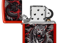 Зажигалка ZIPPO Dragon Tiger Design с покрытием Metallic Red, латунь/сталь, красная, 38x13x57 мм