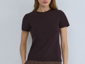 Базовая футболка из хлопка, Коричневый