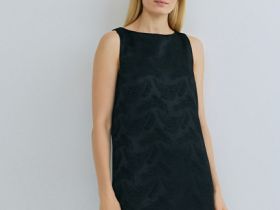 Платье мини из жаккарда, Черный