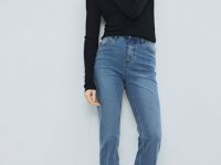 Расклёшенные джинсы с высокой посадкой, Синий