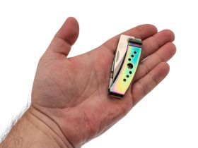 Складной нож нажим для денег Sanrenmu 6031LUE-SX, сталь 8Cr13MoV, рукоять нержавеющая сталь, градиент