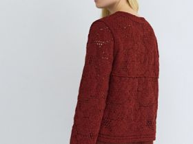 Кардиган кроше, Оранжевый