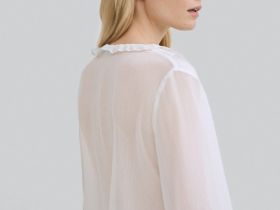 Блузка из шифона с рюшами, Белый