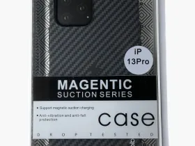 Чехол-накладка PiBlue Magentic Series Magsafe для Apple iPhone 14 Pro (карбоновый в полоску черно-серый)