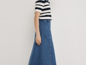 Джинсовая макси-юбка, Синий