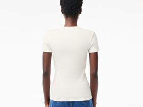 Женская футболка Lacoste приталенного кроя из хлопка в рубчик