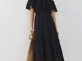 Сарафан из хлопка с объёмной оборкой, Черный