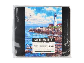 Набор карандашей цветные Sketchmarker "Морской", 24 цвета, жестяной пенал