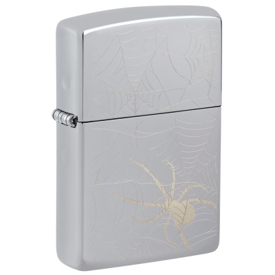 Зажигалка ZIPPO Spider Design с покрытием High Polish Chrome, латунь/сталь, серебристая, 38x13x57 мм