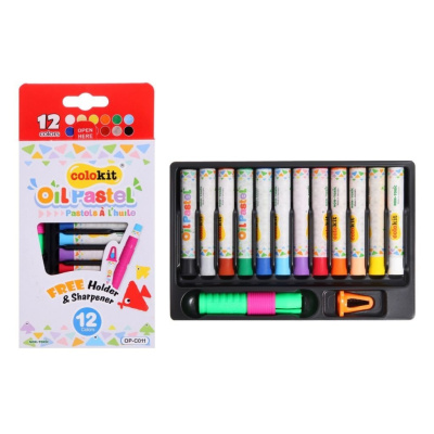 Набор пастели масляная COLOKIT "Flexoffice"+ держатель для мелка + точилка, 12 цветов, картонный фут