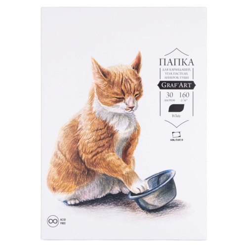 Папка с бумагой для рисования карандашами Малевичъ "Graf'Art" А4 30 л 160 г