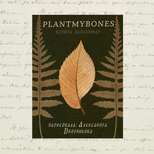 Деревянная брошка Дворникова А. "Листик"