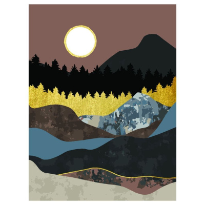 Картина по номерам на холсте ТРИ СОВЫ "Золото гор" 30*40 см, с поталью, акриловыми красками и кистям