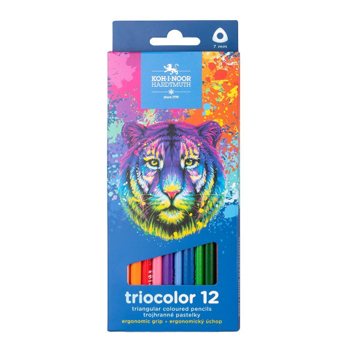 Набор карандашей цветных Koh-I-Noor "TRIOCOLOR TIGER 3132", 12 цв, картон.упак. с подвесом